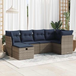 Set mobilier gradina cu perne, 6 piese, gri, poliratan GartenMobel Dekor