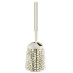 Perie WC Curver Knit crem, suport liber, design elegant, 14x43 cm