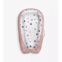 Cuib pentru bebelusi Klups Velvet Roz, reversibil, 80 x 50 cm