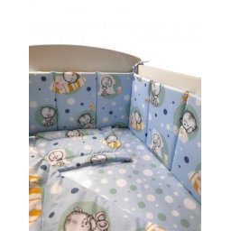 Lenjerie pentru patut bebe Micul Ursulet, 5 piese, 120x60 cm