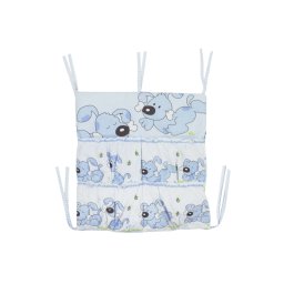 Buzunar pentru patut MyKids Catelus Albastru, 4 compartimente, 60x60 cm