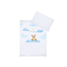 Lenjerie de pat bebelusi 3 piese KLUPS Teddy Blue din bumbac