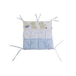 Buzunar pentru patut bebe MyKids Teddy Play Blue, 4 compartimente