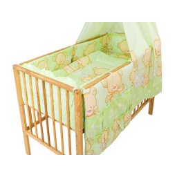 Buzunar pentru patut bebe MyKids Teddy Iepuras Verde, 4 compartimente