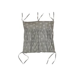 Buzunar pentru patut MyKids Coronite gri din bumbac, 4 compartimente