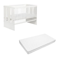 Patut bebe Klups Paula alb 120x60 cm cu saltea Confort 12 cm