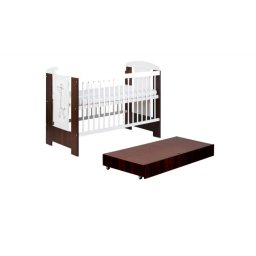 Patut bebe din lemn cu sertar Little Giraffe Wenge, 120x60 cm