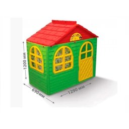 Casuta de joaca pentru copii MyKids, interior-exterior, verde-rosu