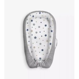 Cuib pentru bebelusi Klups Velvet Gri din bumbac si catifea, 80x50 cm