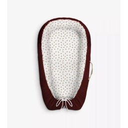 Cuib bebelusi Klups rosu din bumbac si catifea, 80 x 50 cm