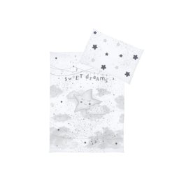 Lenjerie pat bebelusi 3 piese KLUPS My Star din bumbac, alb-gri