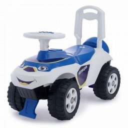 Masinuta de impins pentru copii MyKids Music alb-albastru, cu sunete