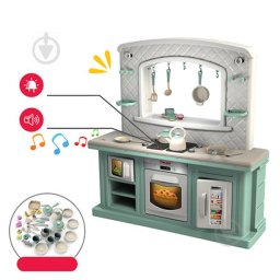 Bucatarie pentru copii turcoaz cu lumini, sunete si 34 accesorii