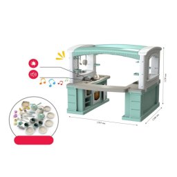 Bucatarie mare pentru copii cu sunete, lumini si 34 accesorii, Turquoise