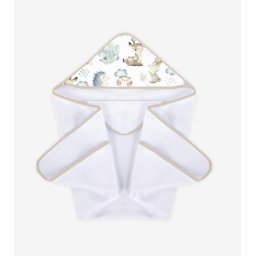 Prosop de baie pentru bebelusi Klups Forest World cu capison 100x100 cm