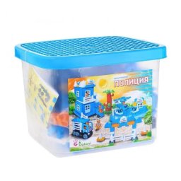 Cuburi de constructie Police, 175 piese, cutie plastic, multicolor