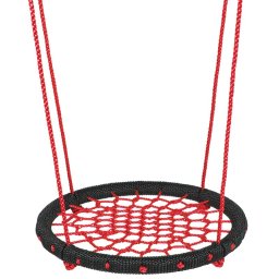 Leagan rotund tip cuib pentru copii LEQ Arachne, 95 cm, negru-rosu