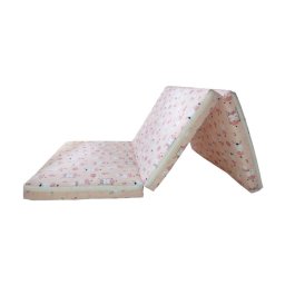 Saltea pliabila pentru copii 120x60x5 cm, spuma si bumbac, roz