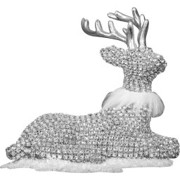Decoratiune ren sezand de Craciun MagicHome, argintie, 19x17 cm