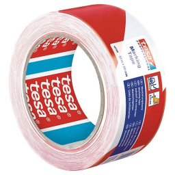 Banda adeziva de marcare si avertizare Tesa rosu-alb 50 mm x 33 m
