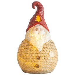Figurina decorativa Mos Craciun cu LED alb, polyresin, 19,5 cm