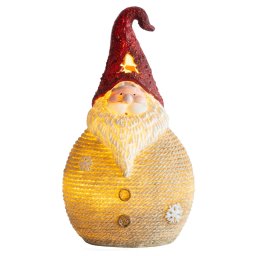 Figurina decorativa Mos Craciun cu LED, polyresin, 28,5 cm