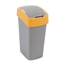 Cos de gunoi Curver Flip Bin 25L, gri argintiu/galben