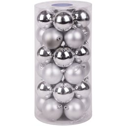 Set 30 globuri argintii pentru brad, 6 cm, MagicHome Vianoce