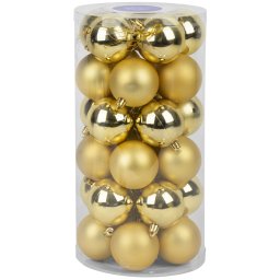Set 30 globuri aurii pentru brad MagicHome, mix finisaje, 6 cm