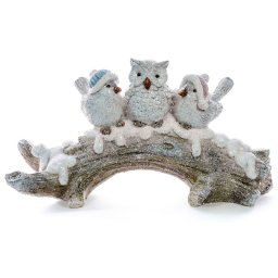 Decoratiune de Craciun cu pasarele pe ramura, polyresin, 31 cm