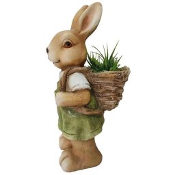 Decoratiune de gradina iepure cu cos MagicHome, magnezie, 46 cm