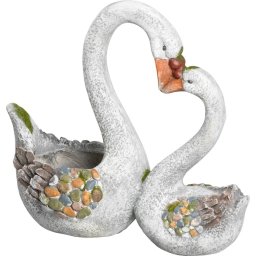 Decor gradina MagicHome cu lebede din ceramica, 49x23x45 cm