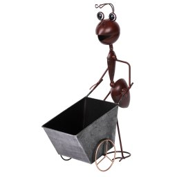 Decoratiune de gradina MagicHome furnica cu carucior, metal, 46 cm