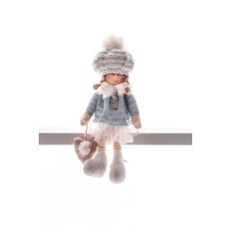 Decoratiune de Craciun MagicHome fetita albastra, sezand, 22 cm