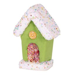 Decoratiune de Craciun MagicHome Candy Line casuta verde suspendabila 11x16 cm