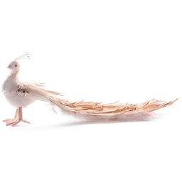 Decoratiune de Craciun paun auriu cu pene, MagicHome, 34x12x15 cm