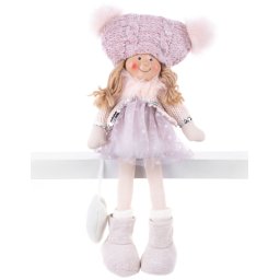 Decoratiune de Craciun MagicHome, fetita roz, asezata, 22 cm