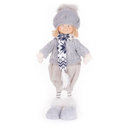 Decoratiune de Craciun baietel cu fular albastru, 38 cm