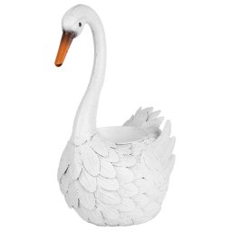 Decoratiune de gradina lebada cu ghiveci metalic, 35x18x43 cm
