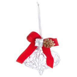 Ornament de Craciun MagicHome argintiu pentru brad, 10x15 cm
