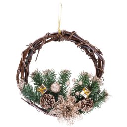 Coronita de Craciun naturala suspendata pentru usa, 30 cm