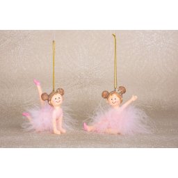 Decoratiune de Craciun suspendata balerina roz, MagicHome, 9 cm, set 2 buc