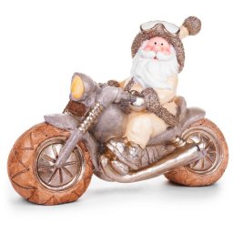 Decoratiune de Craciun Mos Craciun pe motocicleta retro, ceramica