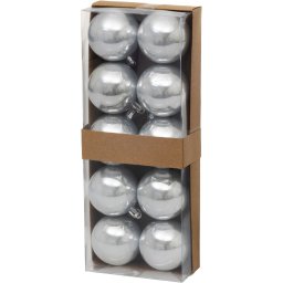 Set 10 globuri argintii MagicHome pentru bradul de Craciun, 5 cm