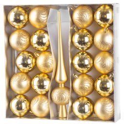 Set globuri de Craciun aurii pentru brad, 21 piese, 6 cm, cu varf