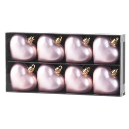 Set 8 globuri inima roz 6 cm pentru bradul de Craciun MagicHome