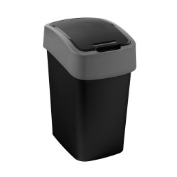Cos de gunoi Curver Pacific Flip Bin 45L, negru/gri, cu capac batant