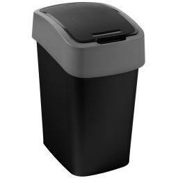 Cos de gunoi Curver Pacific Flip Bin 9L, negru/gri, cu capac batant