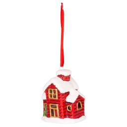 Decoratiune de Craciun suspendata casuta cu LED, teracota, 7,2 cm