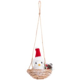 Decoratiune de Craciun pasare în cuib suspendata 11,5x10x11 cm